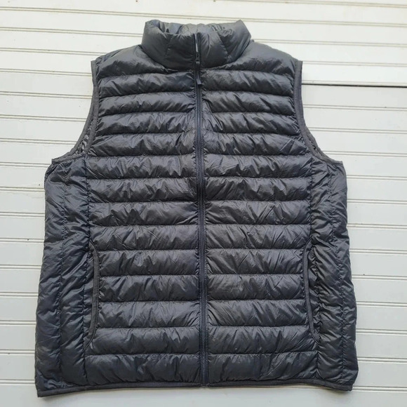 Uniqlo Other - UNI QLO Zip Front Puffer Vest Pockets Charcoal Gray Soft Down XL Outdoor Winter